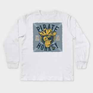 Pirate monkey Kids Long Sleeve T-Shirt